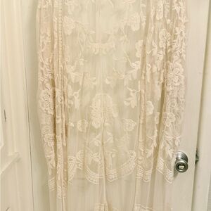 She + Sky Cream Floral Lace Cover-Up
